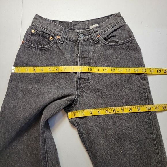 Levi's Vintage 501 Junoirs - Women's Grayish Black Button-Fly Jeans USA 90s - Picture 13 of 14